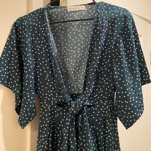 Green polka dots midi dress $30 wore one time